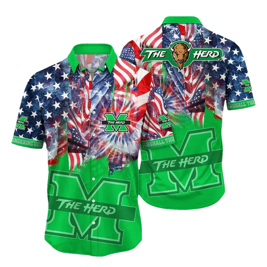 Marshall Thundering Herd NCAA Flower Aloha Hawaiian Shirt 12, NCAA Hawaiian Shirt Moonbestprint