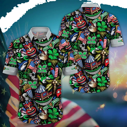 Marshall Thundering Herd NCAA Flower Aloha Hawaiian Shirt 14, NCAA Hawaiian Shirt Moonbestprint
