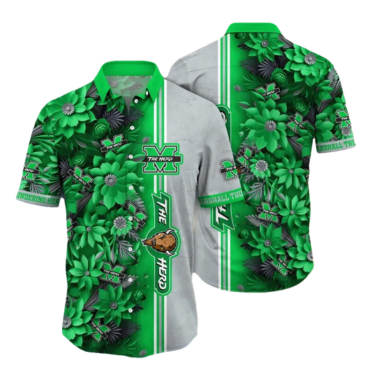 Marshall Thundering Herd NCAA Flower Aloha Hawaiian Shirt 3, NCAA Hawaiian Shirt Moonbestprint