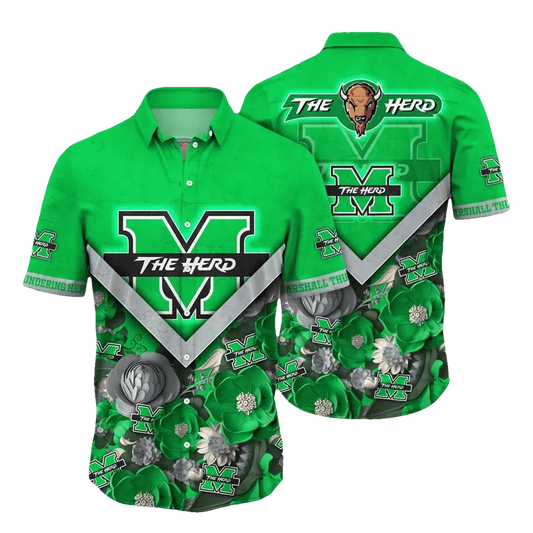 Marshall Thundering Herd NCAA Flower Aloha Hawaiian Shirt 4, NCAA Hawaiian Shirt Moonbestprint