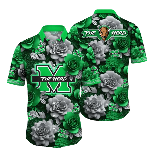 Marshall Thundering Herd NCAA Flower Aloha Hawaiian Shirt 7, NCAA Hawaiian Shirt Moonbestprint