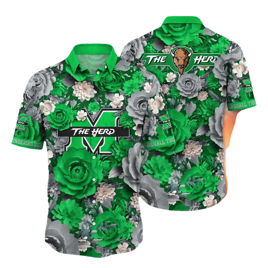 Marshall Thundering Herd NCAA Flower Aloha Hawaiian Shirt 5, NCAA Hawaiian Shirt Moonbestprint