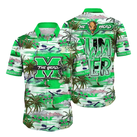 Marshall Thundering Herd NCAA Flower Aloha Hawaiian Shirt 8, NCAA Hawaiian Shirt Moonbestprint