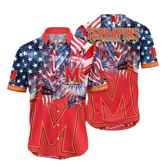 Maryland Terrapins NCAA Flower Aloha Hawaiian Shirt 12, NCAA Hawaiian Shirt Moonbestprint