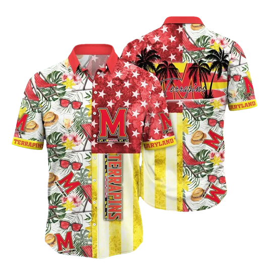 Maryland Terrapins NCAA Flower Aloha Hawaiian Shirt 11, NCAA Hawaiian Shirt Moonbestprint