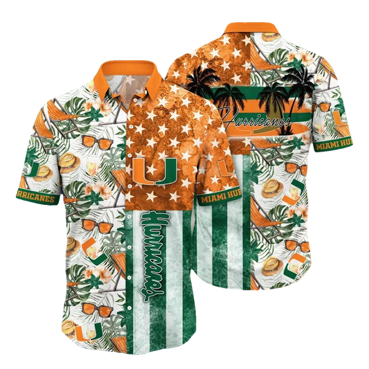 Miami Hurricanes NCAA Flower Aloha Hawaiian Shirt 10, NCAA Hawaiian Shirt Moonbestprint