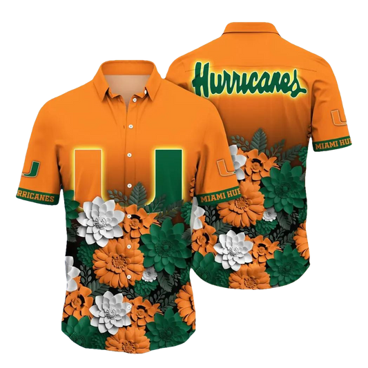 Miami Hurricanes NCAA Flower Aloha Hawaiian Shirt 11, NCAA Hawaiian Shirt Moonbestprint