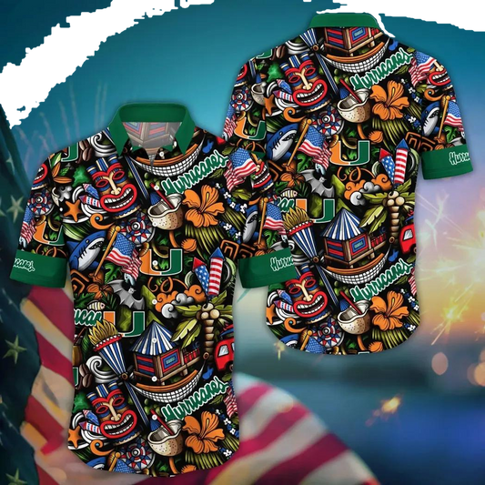 Miami Hurricanes NCAA Flower Aloha Hawaiian Shirt 12, NCAA Hawaiian Shirt Moonbestprint