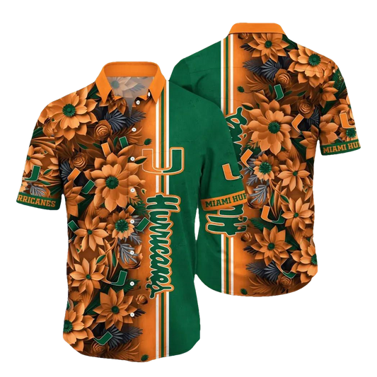 Miami Hurricanes NCAA Flower Aloha Hawaiian Shirt 3, NCAA Hawaiian Shirt Moonbestprint