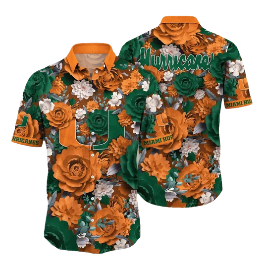 Miami Hurricanes NCAA Flower Aloha Hawaiian Shirt 4, NCAA Hawaiian Shirt Moonbestprint