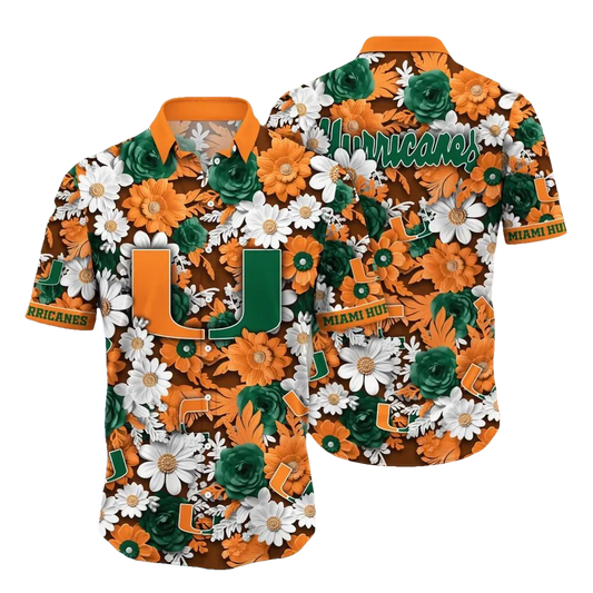 Miami Hurricanes NCAA Flower Aloha Hawaiian Shirt 6, NCAA Hawaiian Shirt Moonbestprint