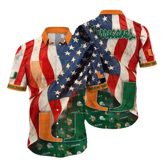 Miami Hurricanes NCAA Flower Aloha Hawaiian Shirt 9, NCAA Hawaiian Shirt Moonbestprint