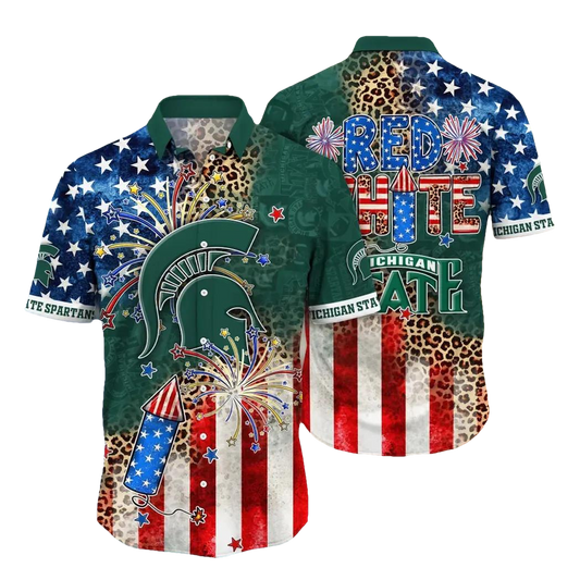 Michigan State Spartans NCAA Aloha Hawaiian Shirt, NCAA Hawaiian Shirt Moonbestprint