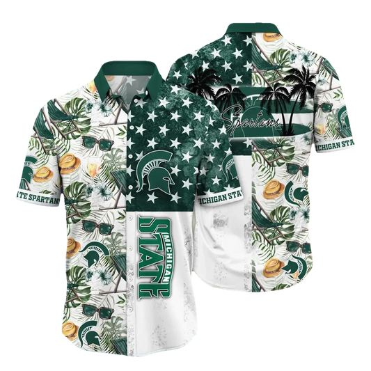 Michigan State Spartans NCAA Flower Aloha Hawaiian Shirt 11, NCAA Hawaiian Shirt Moonbestprint