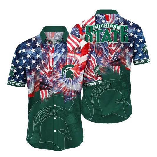 Michigan State Spartans NCAA Flower Aloha Hawaiian Shirt 10, NCAA Hawaiian Shirt Moonbestprint