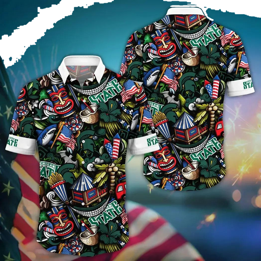 Michigan State Spartans NCAA Flower Aloha Hawaiian Shirt 13, NCAA Hawaiian Shirt Moonbestprint