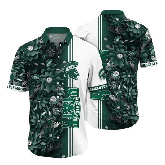 Michigan State Spartans NCAA Flower Aloha Hawaiian Shirt 3, NCAA Hawaiian Shirt Moonbestprint