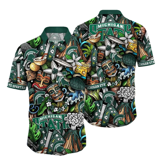 Michigan State Spartans NCAA Flower Aloha Hawaiian Shirt 5, NCAA Hawaiian Shirt Moonbestprint