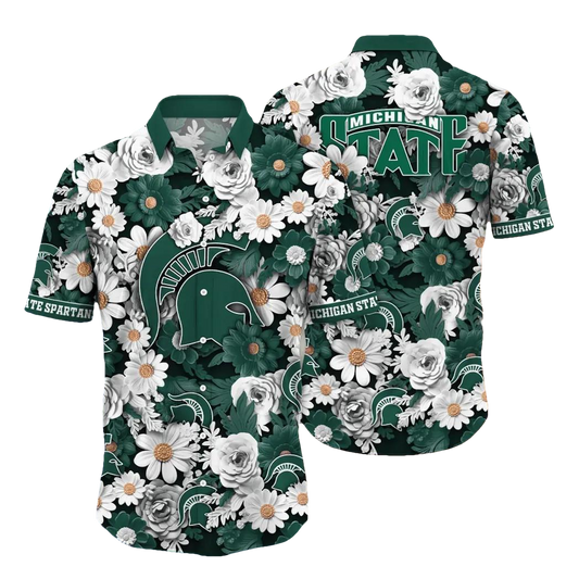 Michigan State Spartans NCAA Flower Aloha Hawaiian Shirt 6, NCAA Hawaiian Shirt Moonbestprint