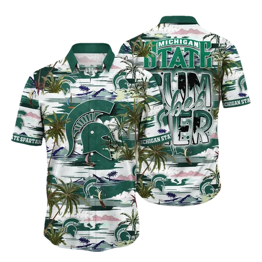 Michigan State Spartans NCAA Flower Aloha Hawaiian Shirt 8, NCAA Hawaiian Shirt Moonbestprint