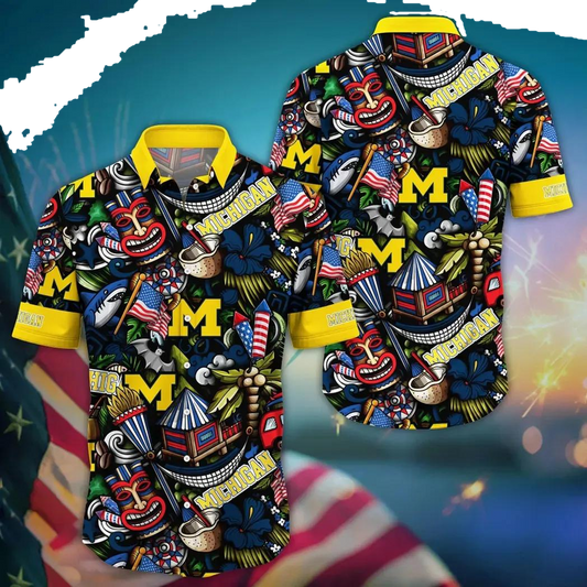 Michigan Wolverine, Style Hot Trending Summer NCAA Flower Aloha Hawaiian Shirt 15, NCAA Hawaiian Shirt Moonbestprint