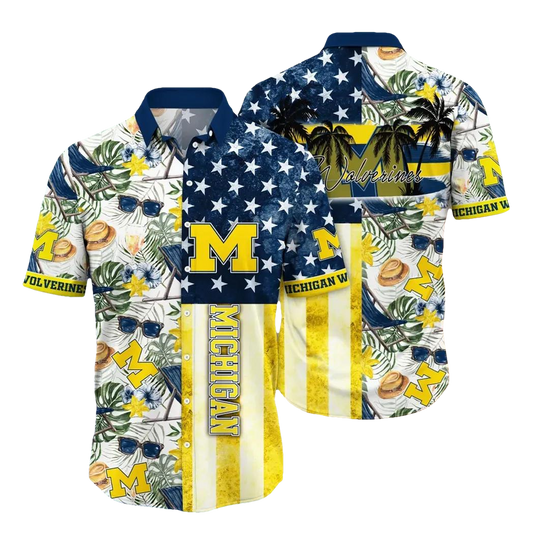 Michigan Wolverines Style Hot Trending Summer NCAA Flower Aloha Hawaiian Shirt 11, NCAA Hawaiian Shirt Moonbestprint