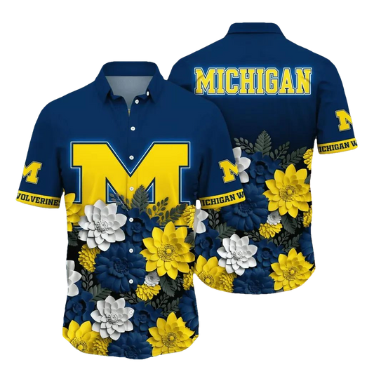 Michigan Wolverines Style Hot Trending Summer NCAA Flower Aloha Hawaiian Shirt 13, NCAA Hawaiian Shirt Moonbestprint