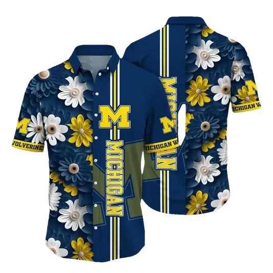 Michigan Wolverines Style Hot Trending Summer NCAA Flower Aloha Hawaiian Shirt 14, NCAA Hawaiian Shirt Moonbestprint