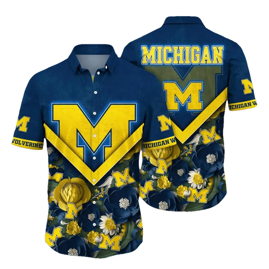 Michigan Wolverines Style Hot Trending Summer NCAA Flower Aloha Hawaiian Shirt 4, NCAA Hawaiian Shirt Moonbestprint