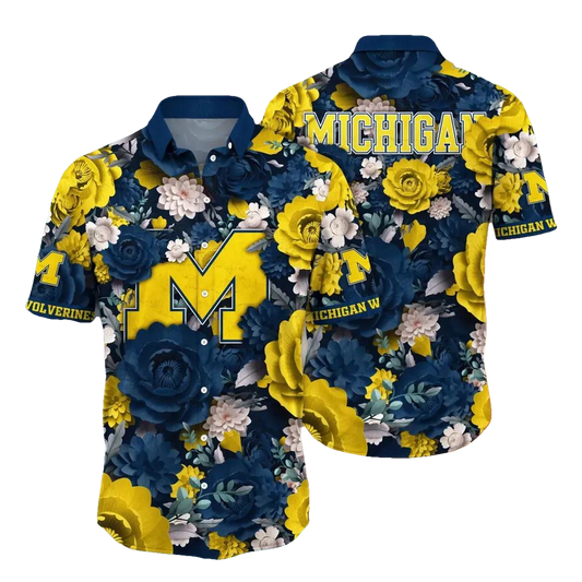 Michigan Wolverines Style Hot Trending Summer NCAA Flower Aloha Hawaiian Shirt 5, NCAA Hawaiian Shirt Moonbestprint