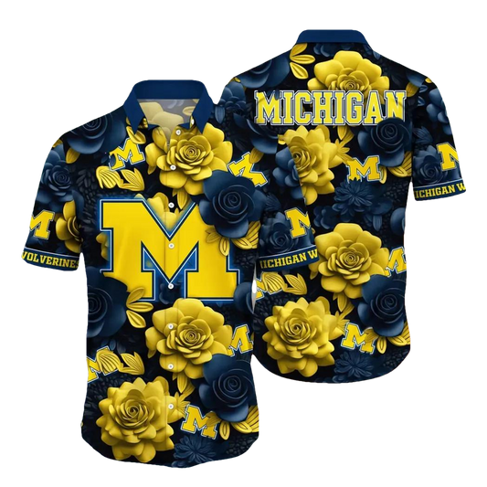 Michigan Wolverines Style Hot Trending Summer NCAA Flower Aloha Hawaiian Shirt 7, NCAA Hawaiian Shirt Moonbestprint