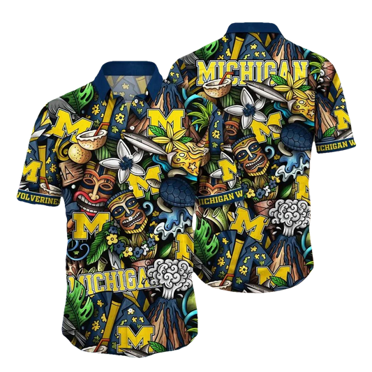 Michigan Wolverines Style Hot Trending Summer NCAA Flower Aloha Hawaiian Shirt 6, NCAA Hawaiian Shirt Moonbestprint