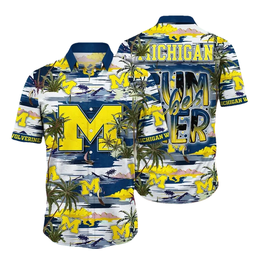 Michigan Wolverines Style Hot Trending Summer NCAA Flower Aloha Hawaiian Shirt 8, NCAA Hawaiian Shirt Moonbestprint