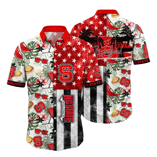 NC State Wolfpack NCAA Flower Aloha Hawaiian Shirt 10, NCAA Hawaiian Shirt Moonbestprint