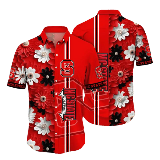 NC State Wolfpack Style Hot Trending Summer NCAA Flower Aloha Hawaiian Shirt, NCAA Hawaiian Shirt Moonbestprint