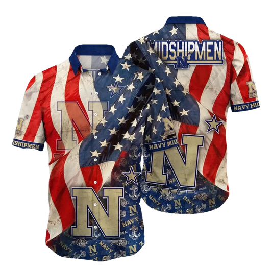Navy Midshipmen NCAA Flower Aloha Hawaiian Shirt 11, NCAA Hawaiian Shirt Moonbestprint