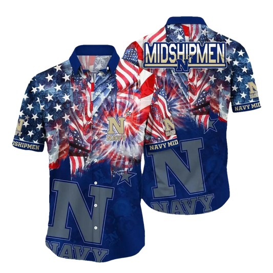 Navy Midshipmen NCAA Flower Aloha Hawaiian Shirt 12, NCAA Hawaiian Shirt Moonbestprint