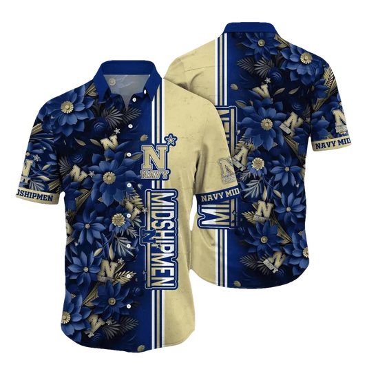 Navy Midshipmen NCAA Flower Aloha Hawaiian Shirt 4, NCAA Hawaiian Shirt Moonbestprint