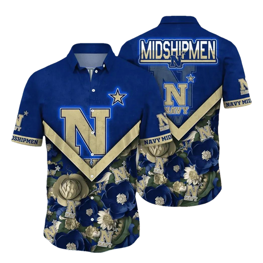 Navy Midshipmen NCAA Flower Aloha Hawaiian Shirt 5, NCAA Hawaiian Shirt Moonbestprint