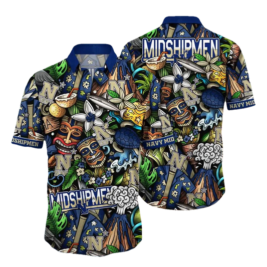 Navy Midshipmen NCAA Flower Aloha Hawaiian Shirt 6, NCAA Hawaiian Shirt Moonbestprint