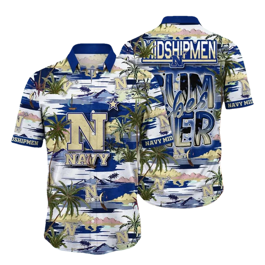 Navy Midshipmen NCAA Flower Aloha Hawaiian Shirt 8, NCAA Hawaiian Shirt Moonbestprint