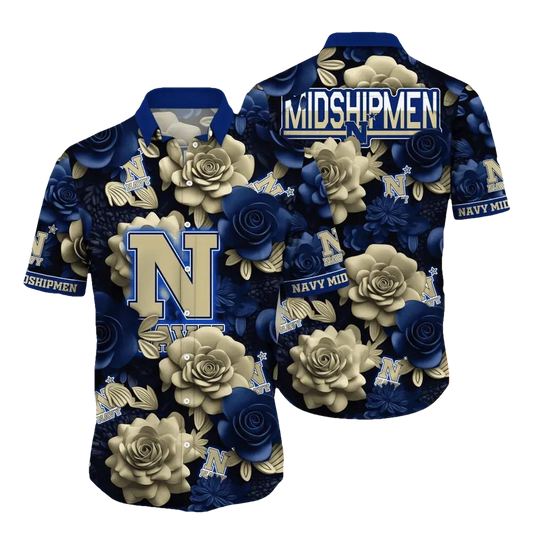 Navy Midshipmen NCAA Flower Aloha Hawaiian Shirt 7, NCAA Hawaiian Shirt Moonbestprint