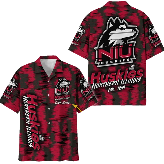 Northern Illinois Huskies Aloha Hawaiian Shirt Custom Your Name, NCAA Hawaiian Shirt Moonbestprint