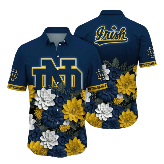 Notre Dame Fighting Irish NCAA Flower Aloha Hawaiian Shirt 12, NCAA Hawaiian Shirt Moonbestprint