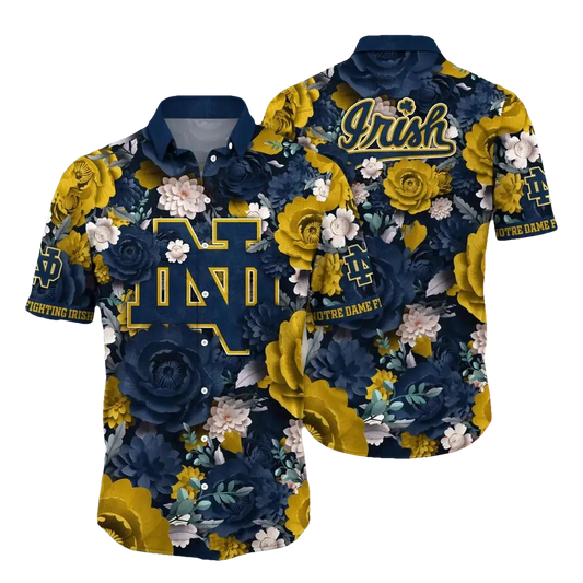 Notre Dame Fighting Irish NCAA Flower Aloha Hawaiian Shirt 4, NCAA Hawaiian Shirt Moonbestprint