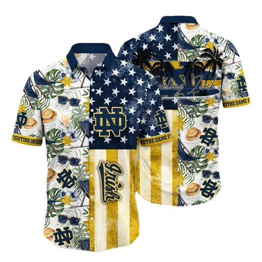 Notre Dame Fighting Irish NCAA Flower Aloha Hawaiian Shirt 9, NCAA Hawaiian Shirt Moonbestprint