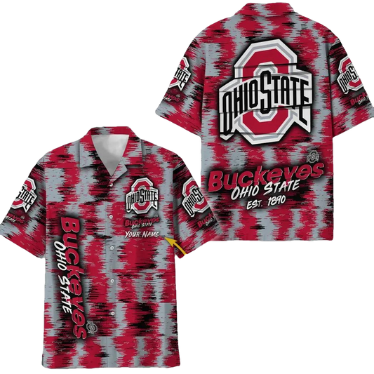 Ohio State Buckeyes Aloha Hawaiian Shirt Custom Your Name, NCAA Hawaiian Shirt Moonbestprint