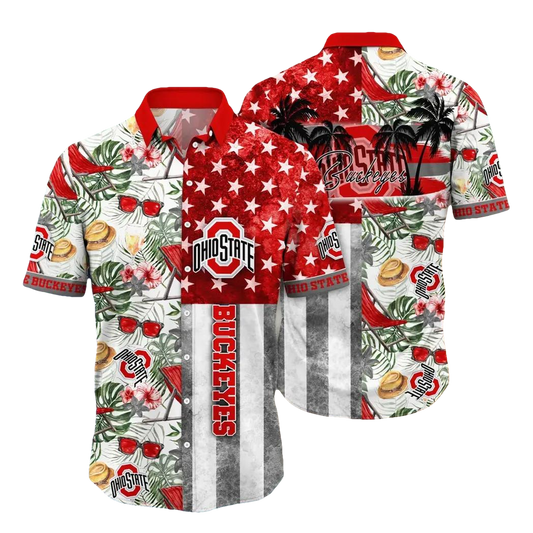Ohio State Buckeyes Style Hot Trending Summer NCAA Flower Aloha Hawaiian Shirt 10, NCAA Hawaiian Shirt Moonbestprint