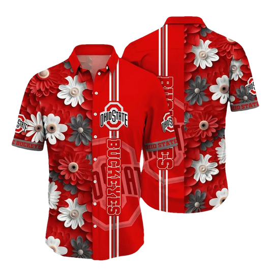 Ohio State Buckeyes Style Hot Trending Summer NCAA Flower Aloha Hawaiian Shirt 14, NCAA Hawaiian Shirt Moonbestprint