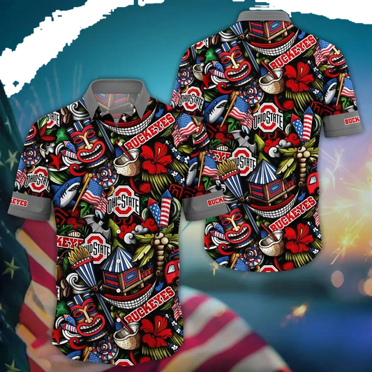 Ohio State Buckeyes Style Hot Trending Summer NCAA Flower Aloha Hawaiian Shirt 15, NCAA Hawaiian Shirt Moonbestprint